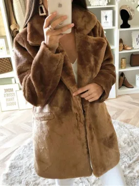 Pocket Longline Faux Fur Jacket