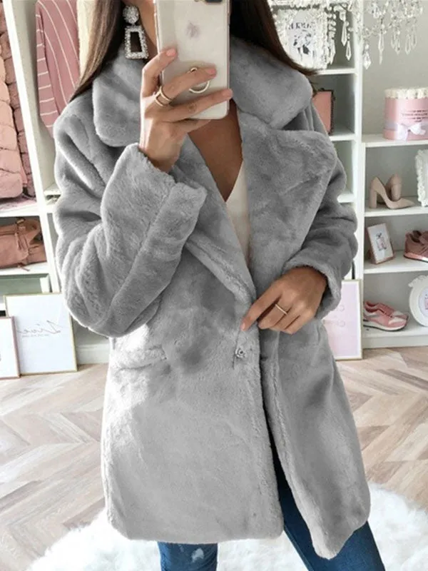 Pocket Longline Faux Fur Jacket