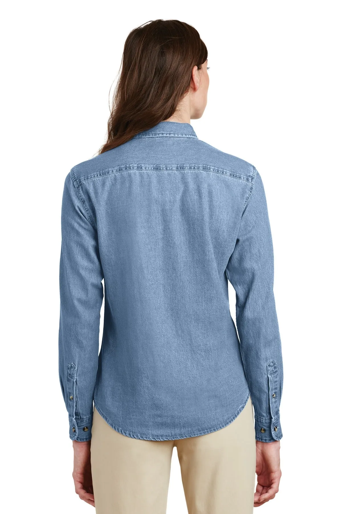 Port & Company® - Ladies Long Sleeve Value Denim Shirt.  LSP10