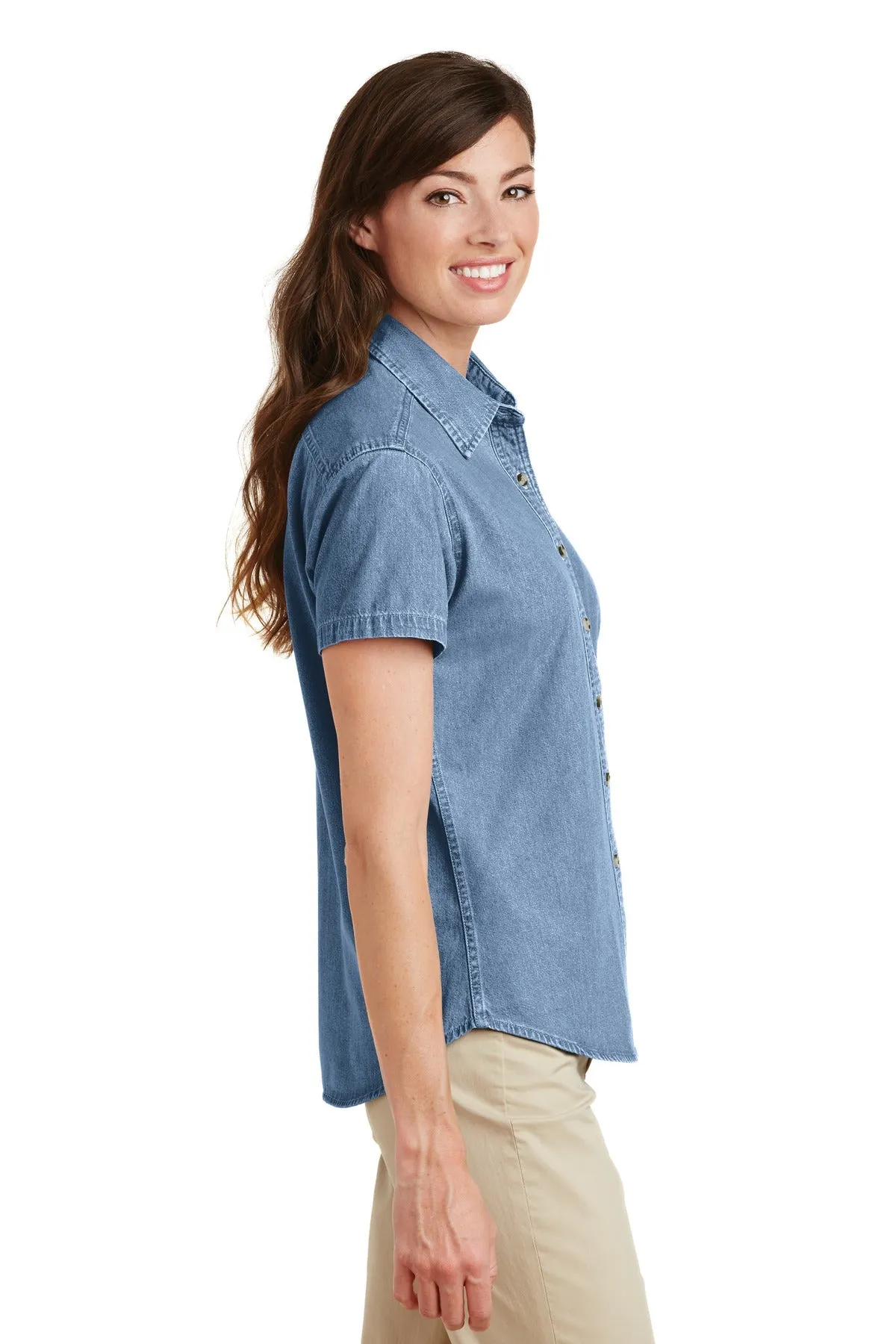 Port & Company® - Ladies Short Sleeve Value Denim Shirt.  LSP11