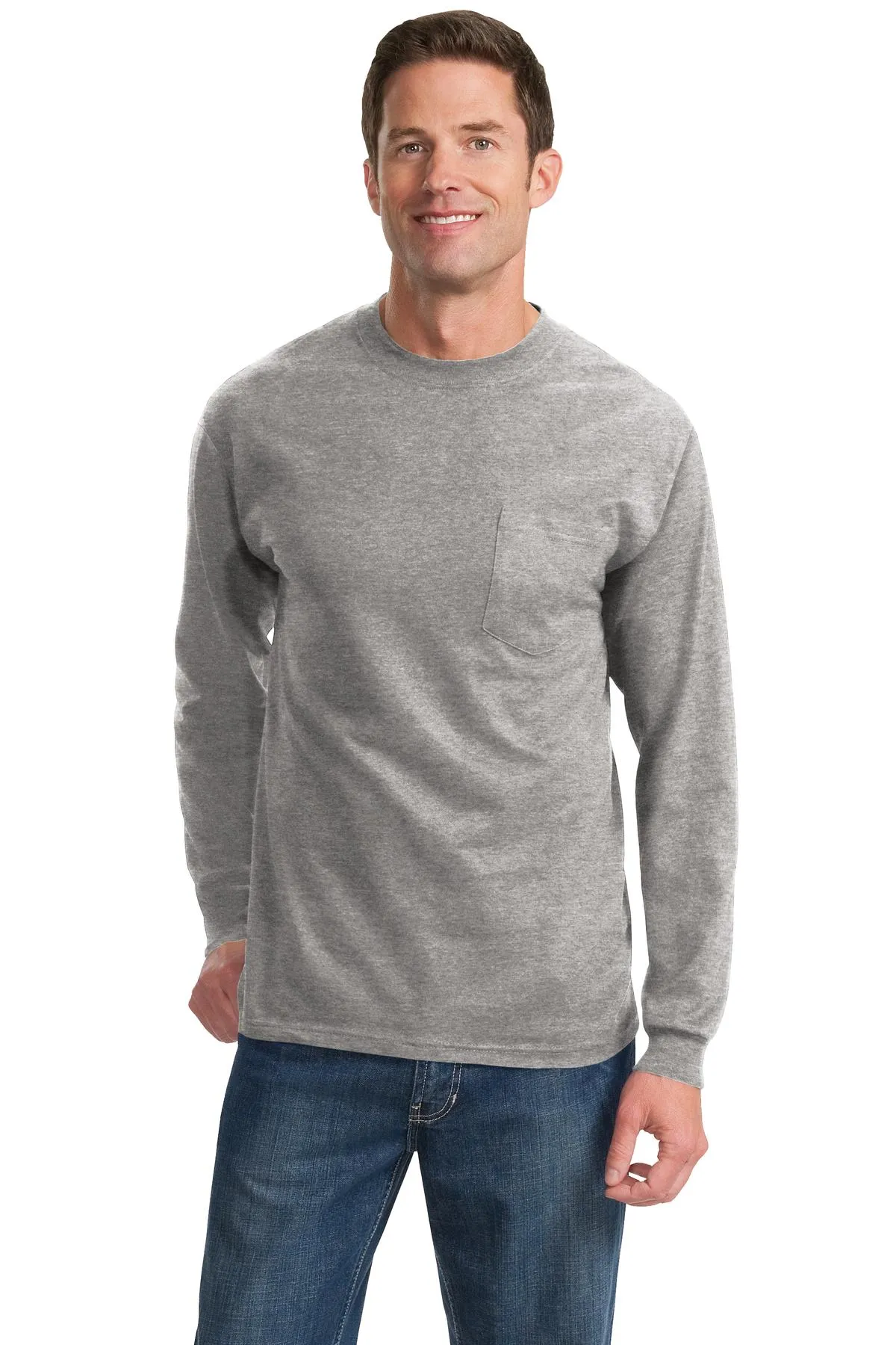 Port & Company® Tall Long Sleeve Essential Pocket Tee. PC61LSPT