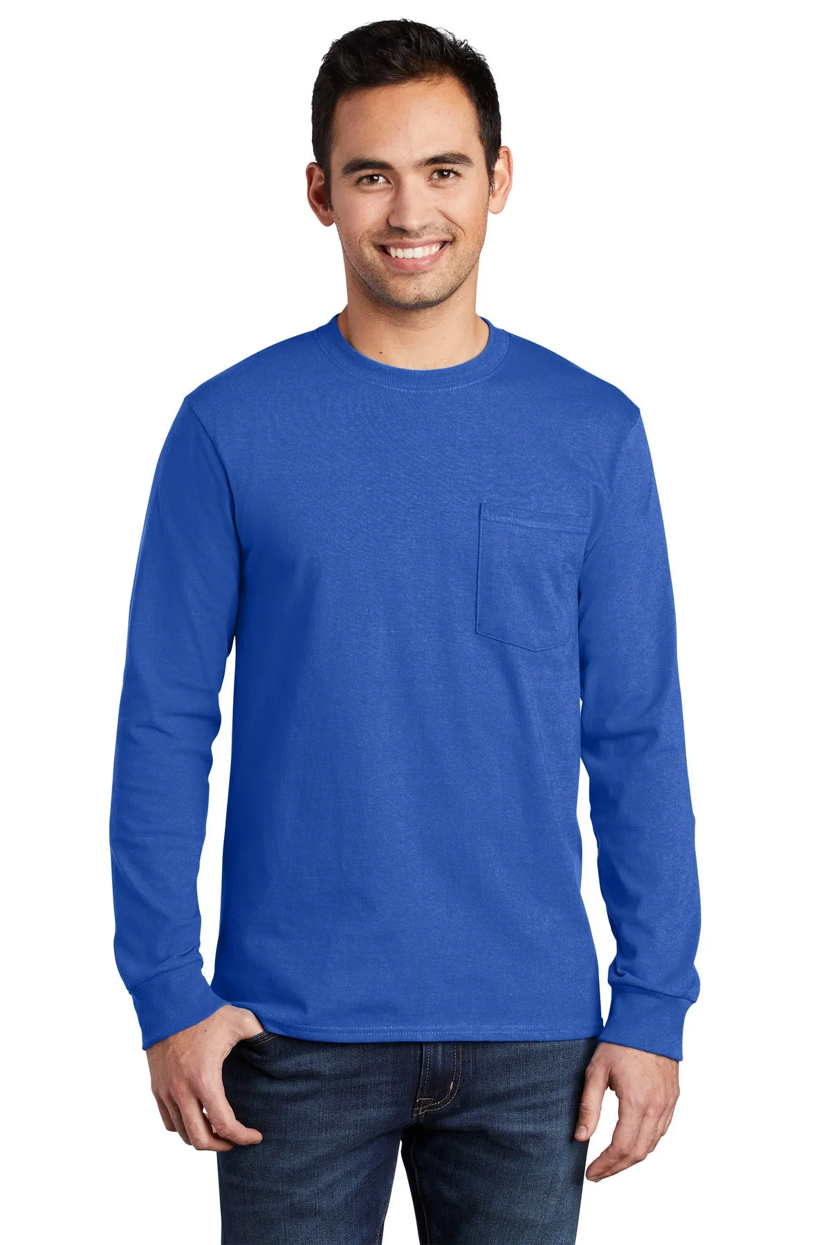 Port & Company® Tall Long Sleeve Essential Pocket Tee. PC61LSPT