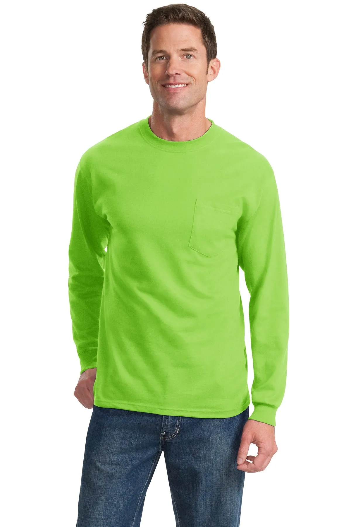 Port & Company® Tall Long Sleeve Essential Pocket Tee. PC61LSPT