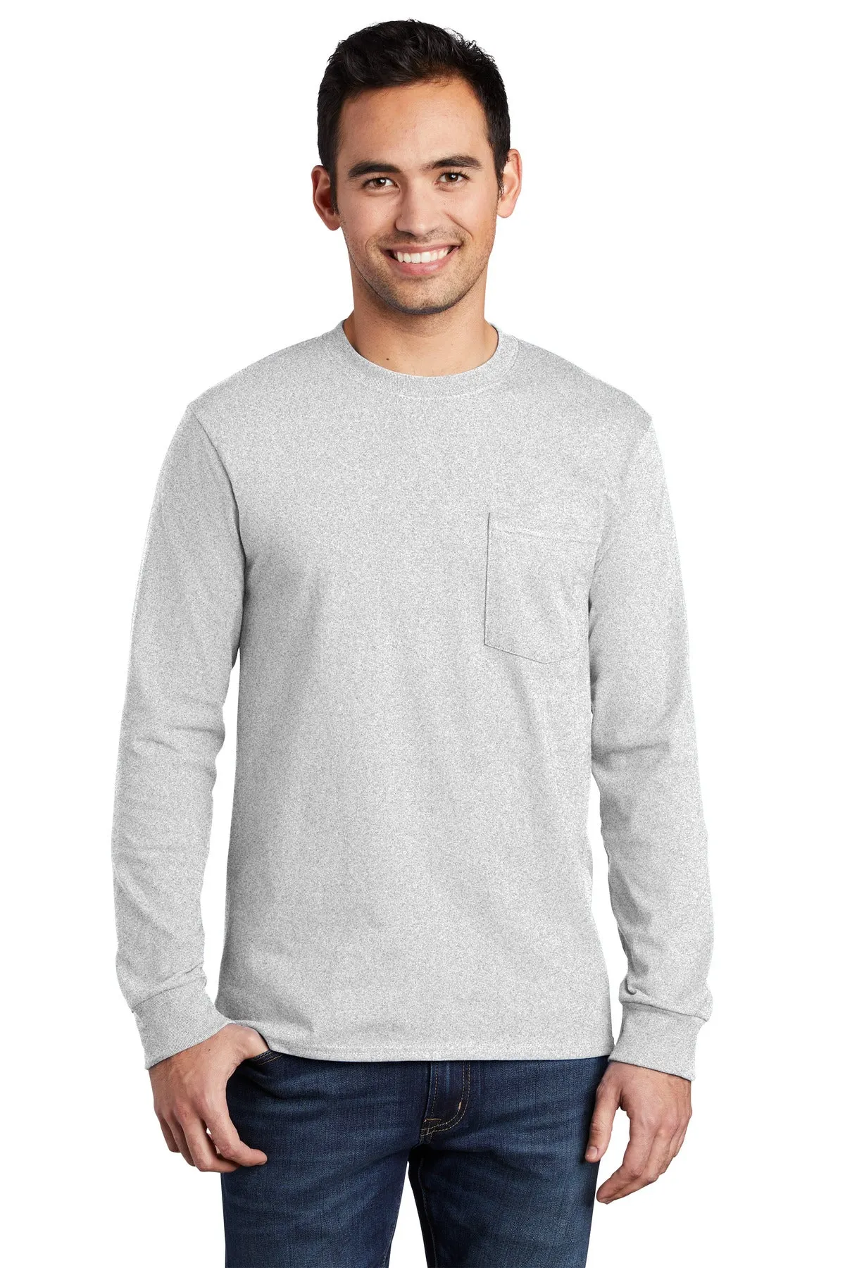 Port & Company® Tall Long Sleeve Essential Pocket Tee. PC61LSPT