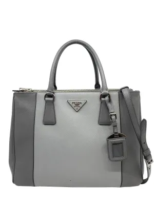 Prada Saffiano Bicolor Double Zip Tote Bag