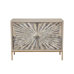 Prisma 2-Door Accent Cabinet w/ Dyed Bone Inlay Sunburst w/ Brass Legs by Diamond Sofa