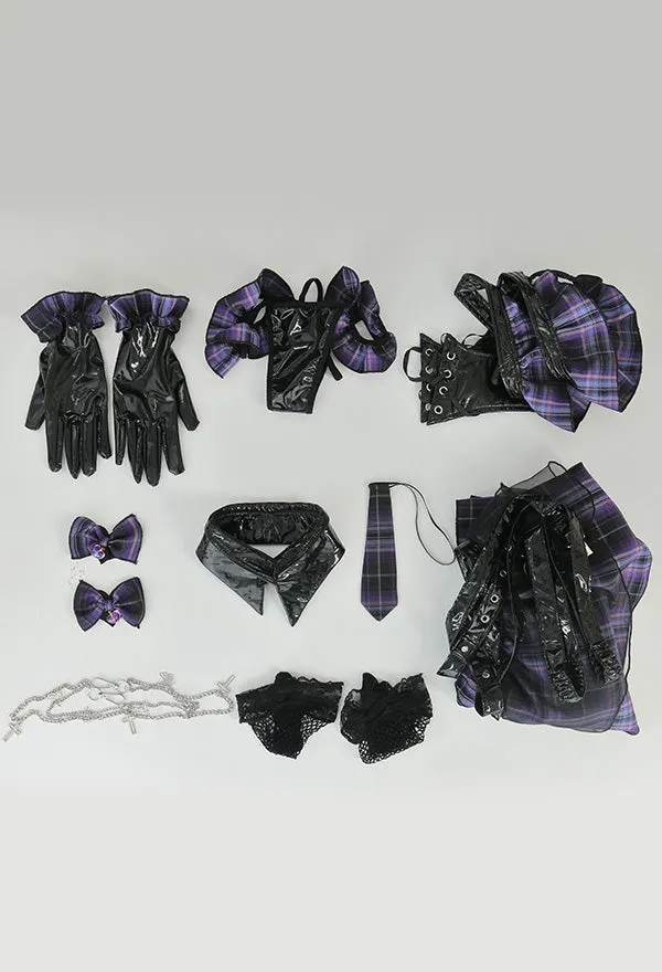 Purple Plaid Latex Vixen Set