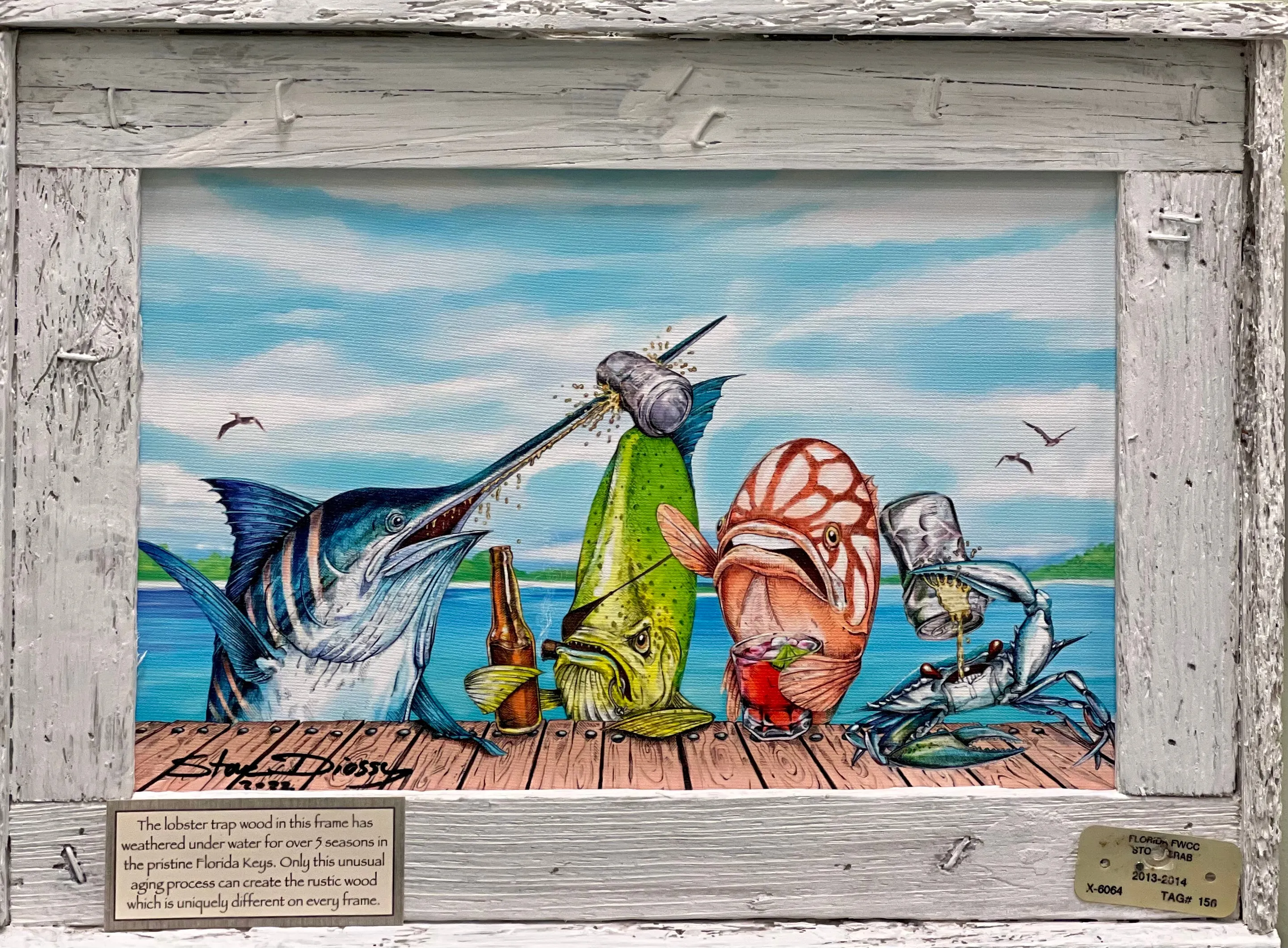 "Raw Bar" Lobster Trap Framed Mini-Canvas