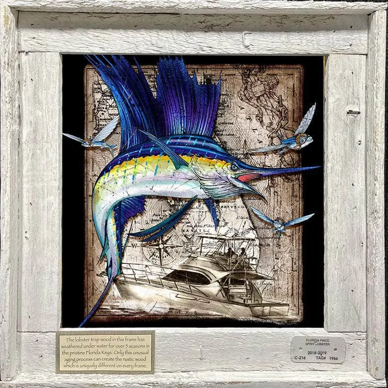 "Sailfish Classic" Lobster Trap Framed Mini-Canvas