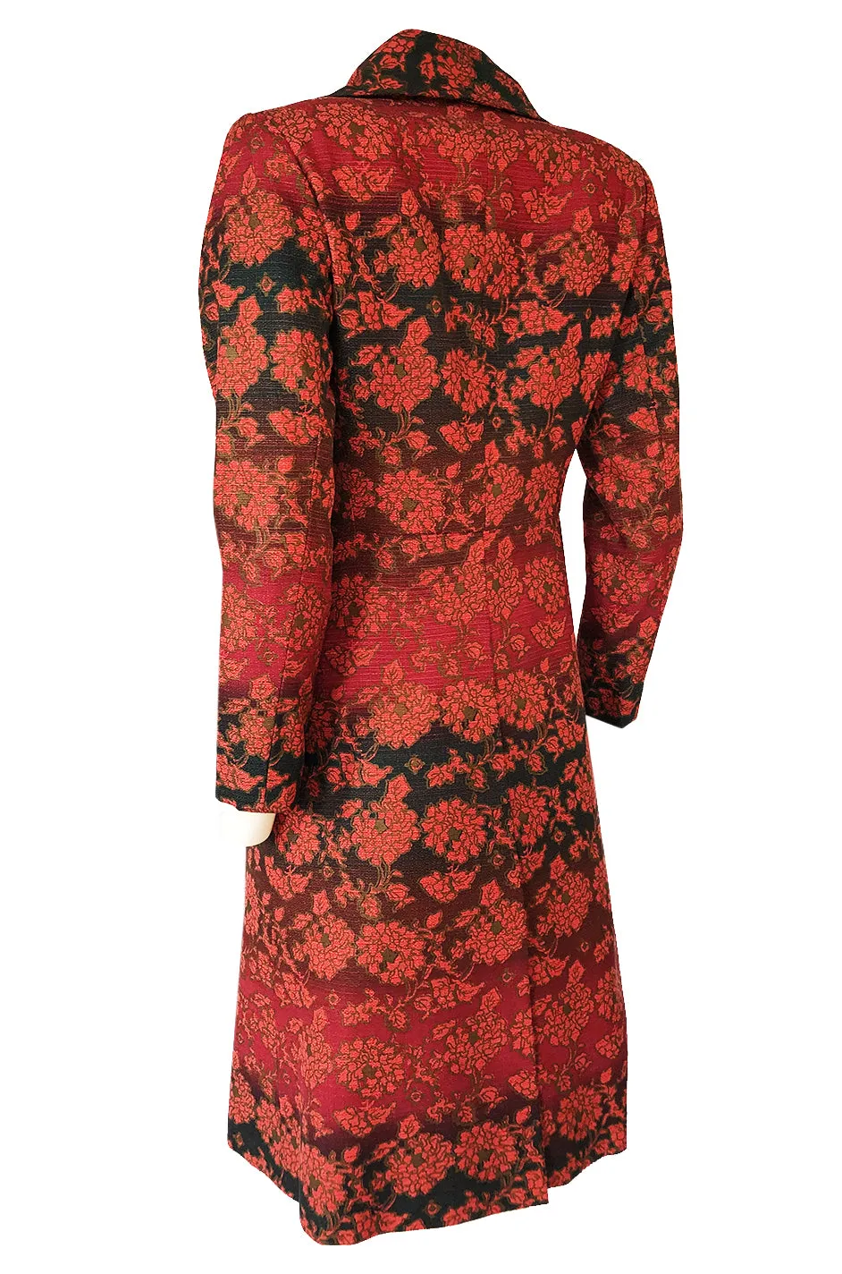 Rare c.1969 Yves Saint Laurent Floral Cotton Canvas Brocade Spy Coat