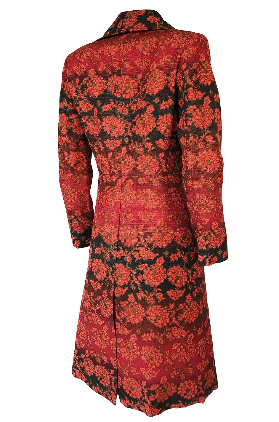 Rare c.1969 Yves Saint Laurent Floral Cotton Canvas Brocade Spy Coat