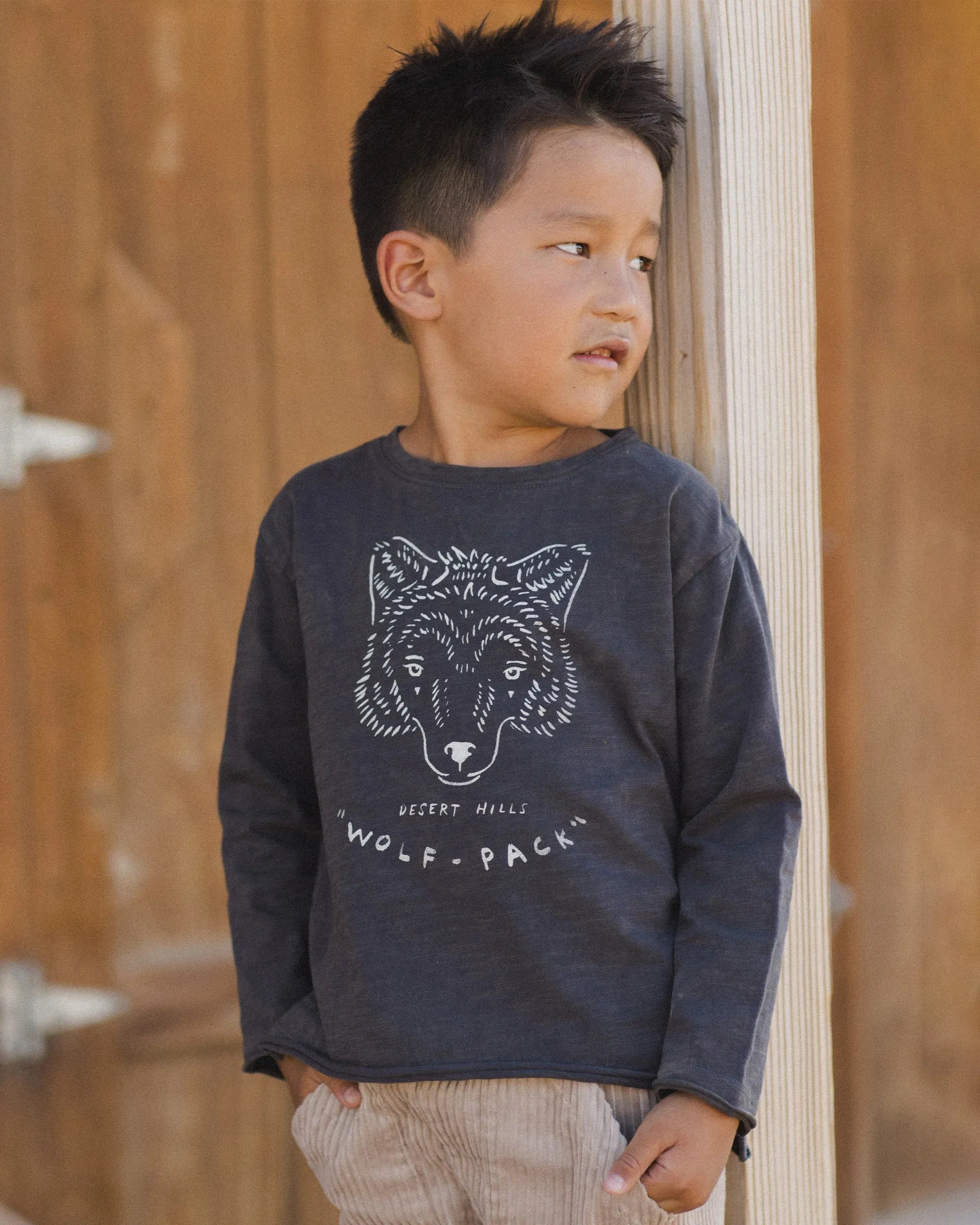 Raw Edge Long Sleeve Tee | Wolf Pack