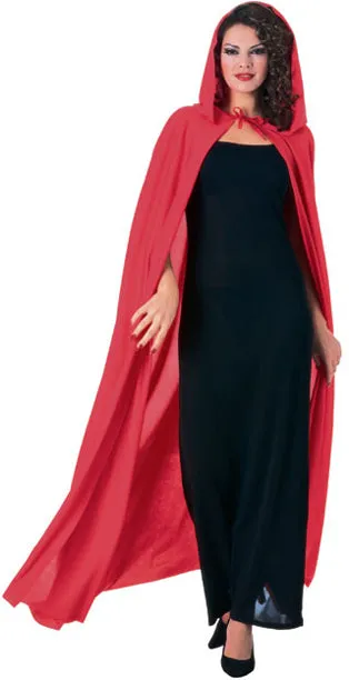 Red Full Length Hooded Cape