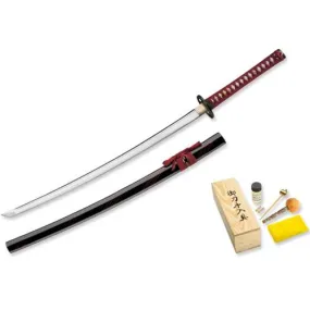 Red Samurai Sword w-Blk Wooden Sheath