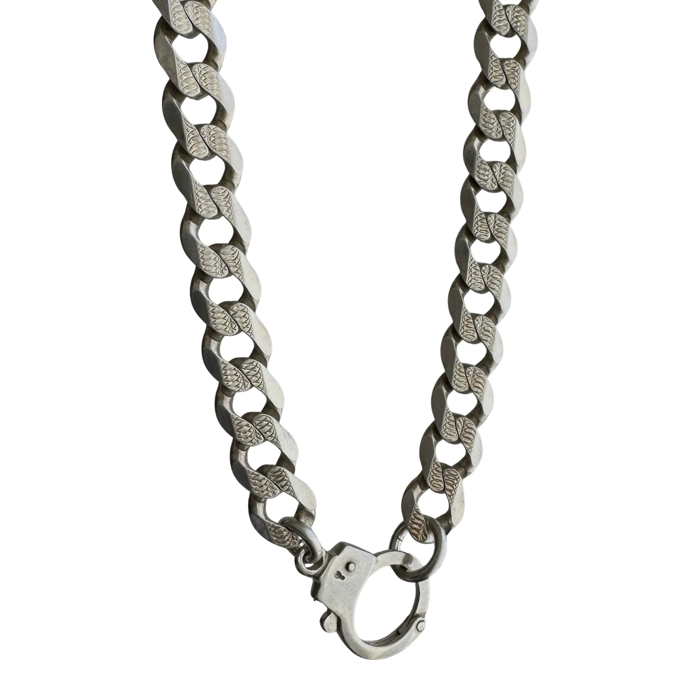 reimagined V I N T A G E // handcuff clasp / re-worked sterling silver chunky heavy curb chain / 20.25", 45.2g