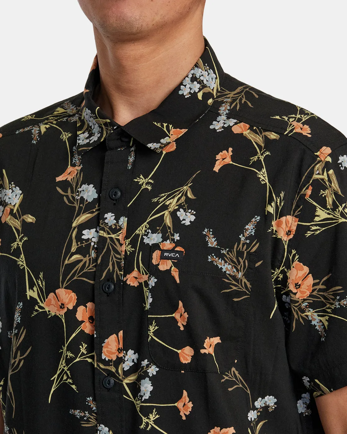 RVCA Further Floral Short Sleeve Woven Shirt - Midnight