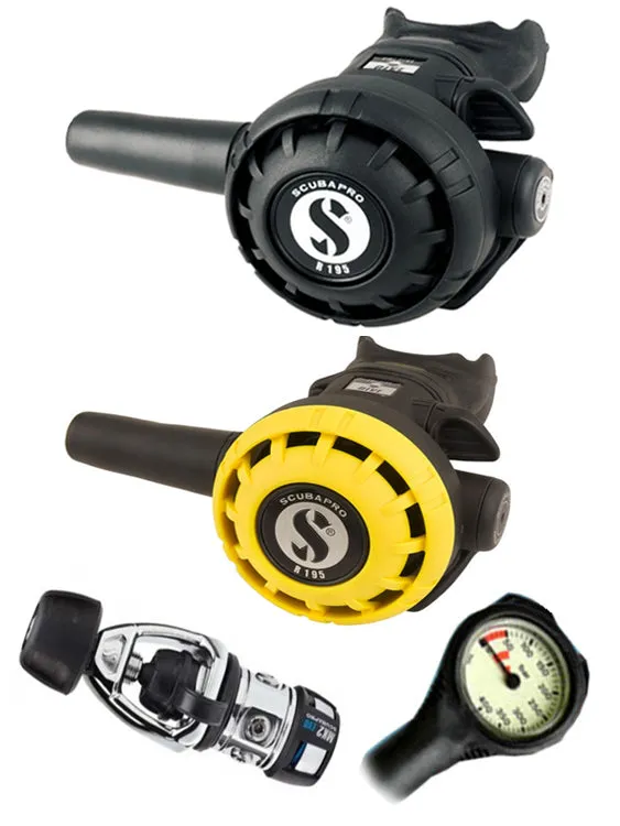 Scubapro Regulator Set: MK2 Evo (DIN or Yoke) / R195 / R-Series Octopus & Termo Gauge