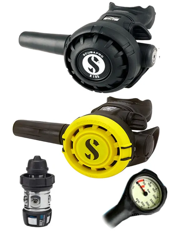 Scubapro Regulator Set: MK2 Evo (DIN or Yoke) / R195 / R-Series Octopus & Termo Gauge