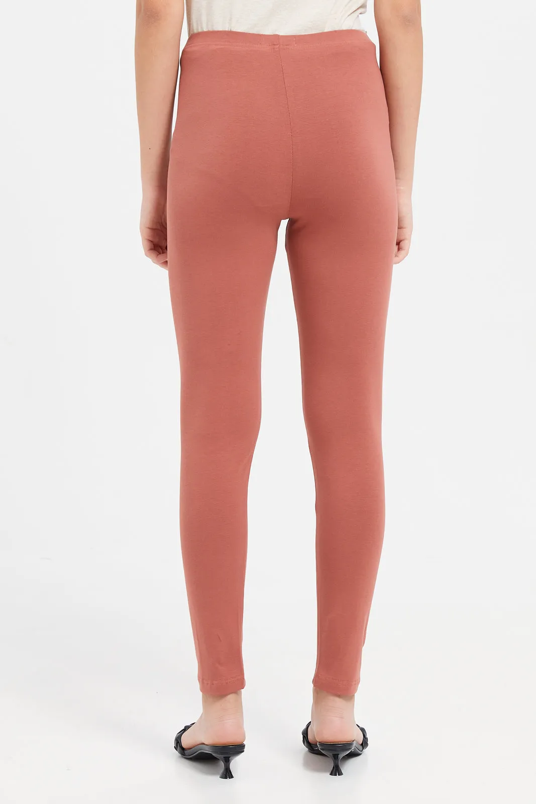 Senior Girls Orange Basic Leggings