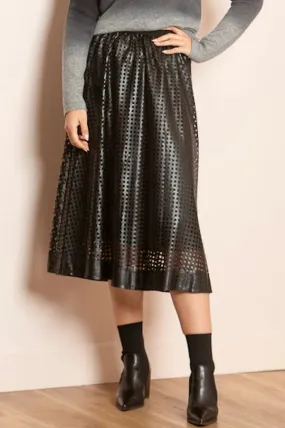 SERENA PLEATHER MIDI SKIRT