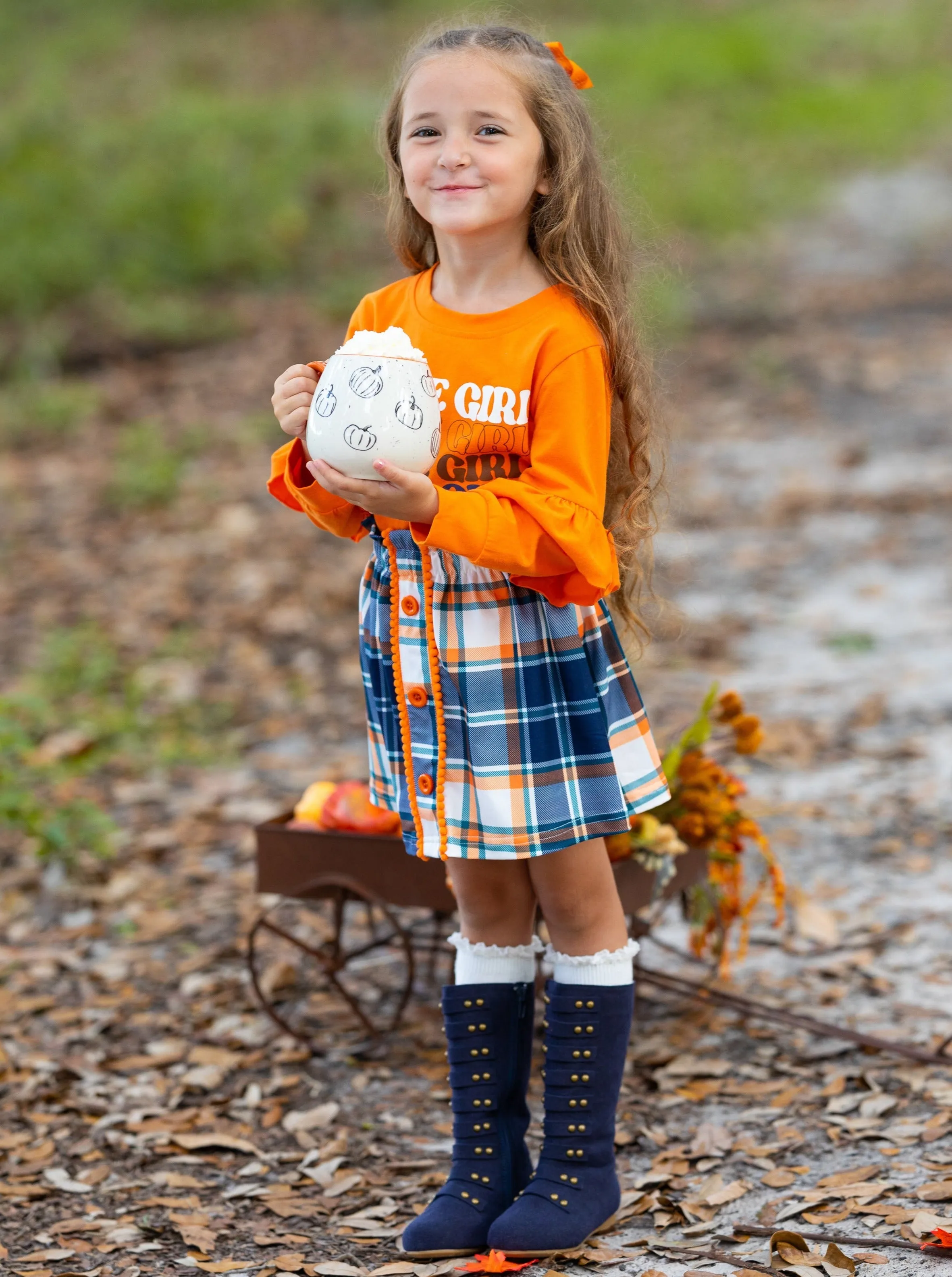 Spice Girl Vibes Plaid Skirt Casual Set