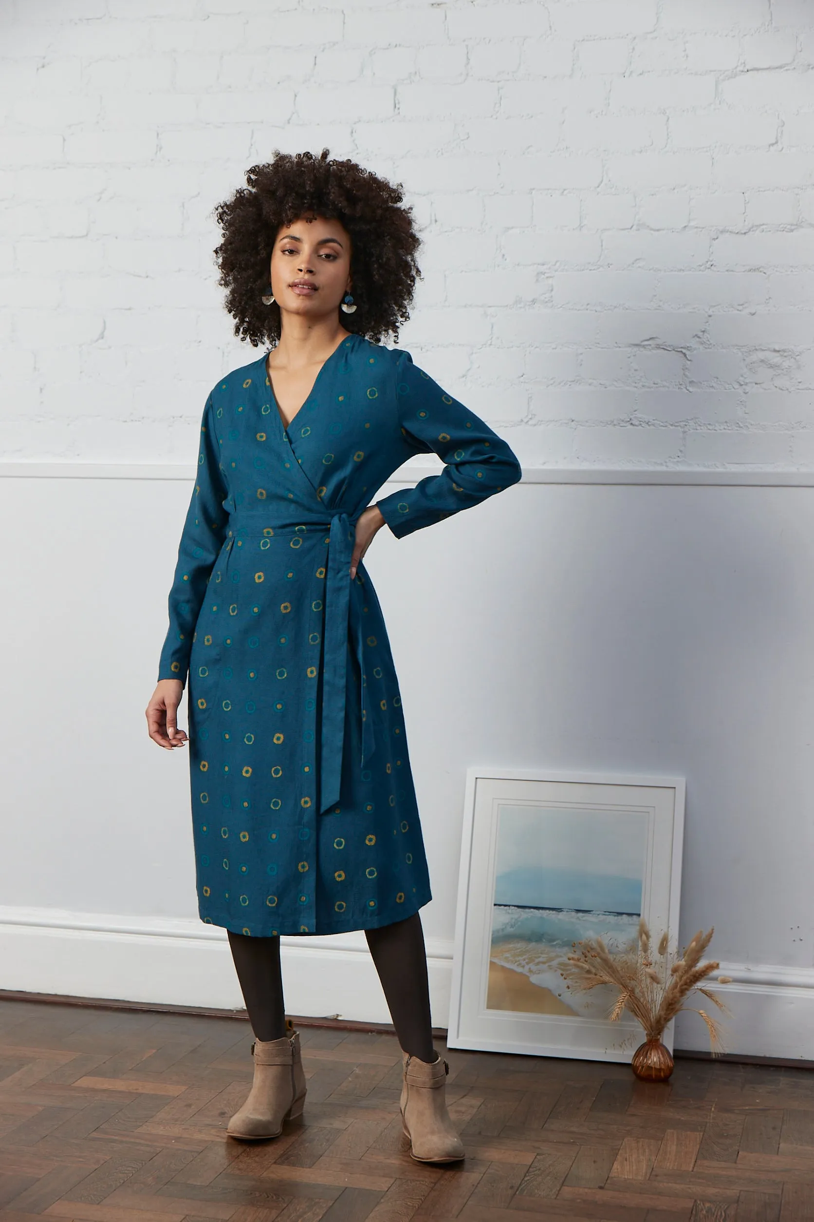 Spot Print Wrap Dress