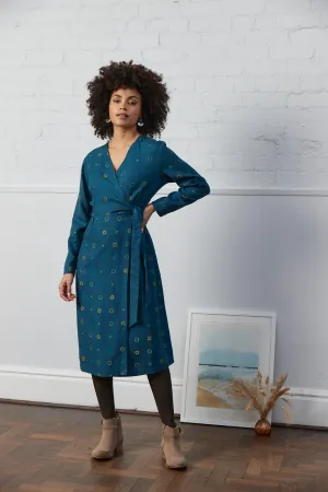 Spot Print Wrap Dress