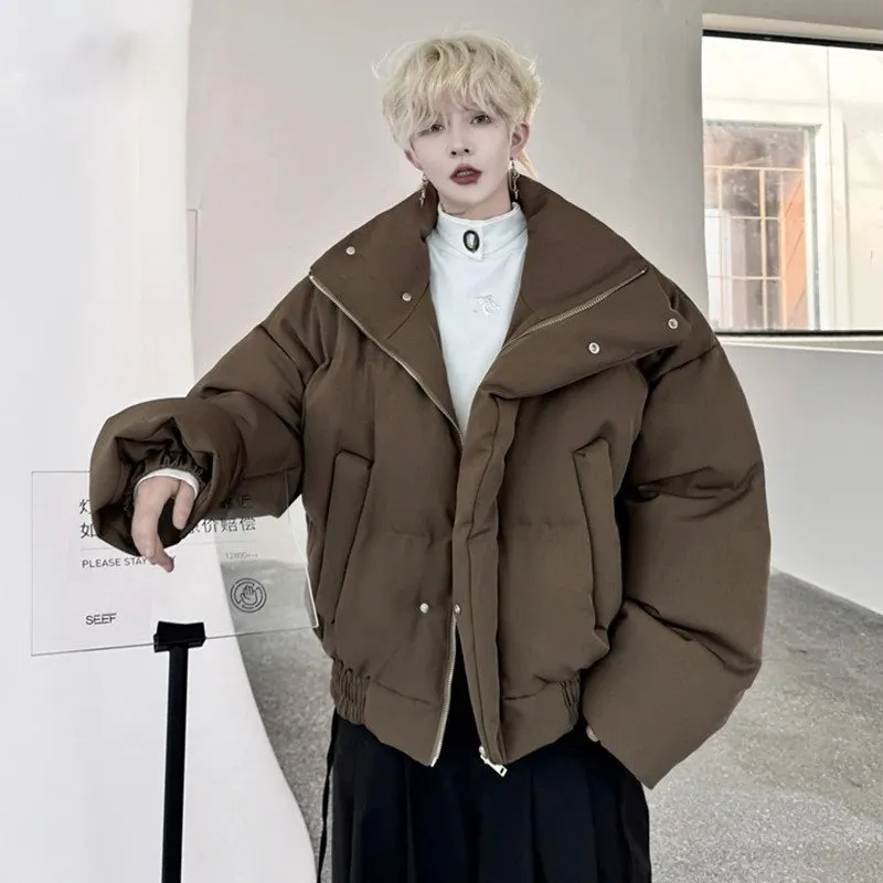 Stand Collar Solid Color Winter Parka