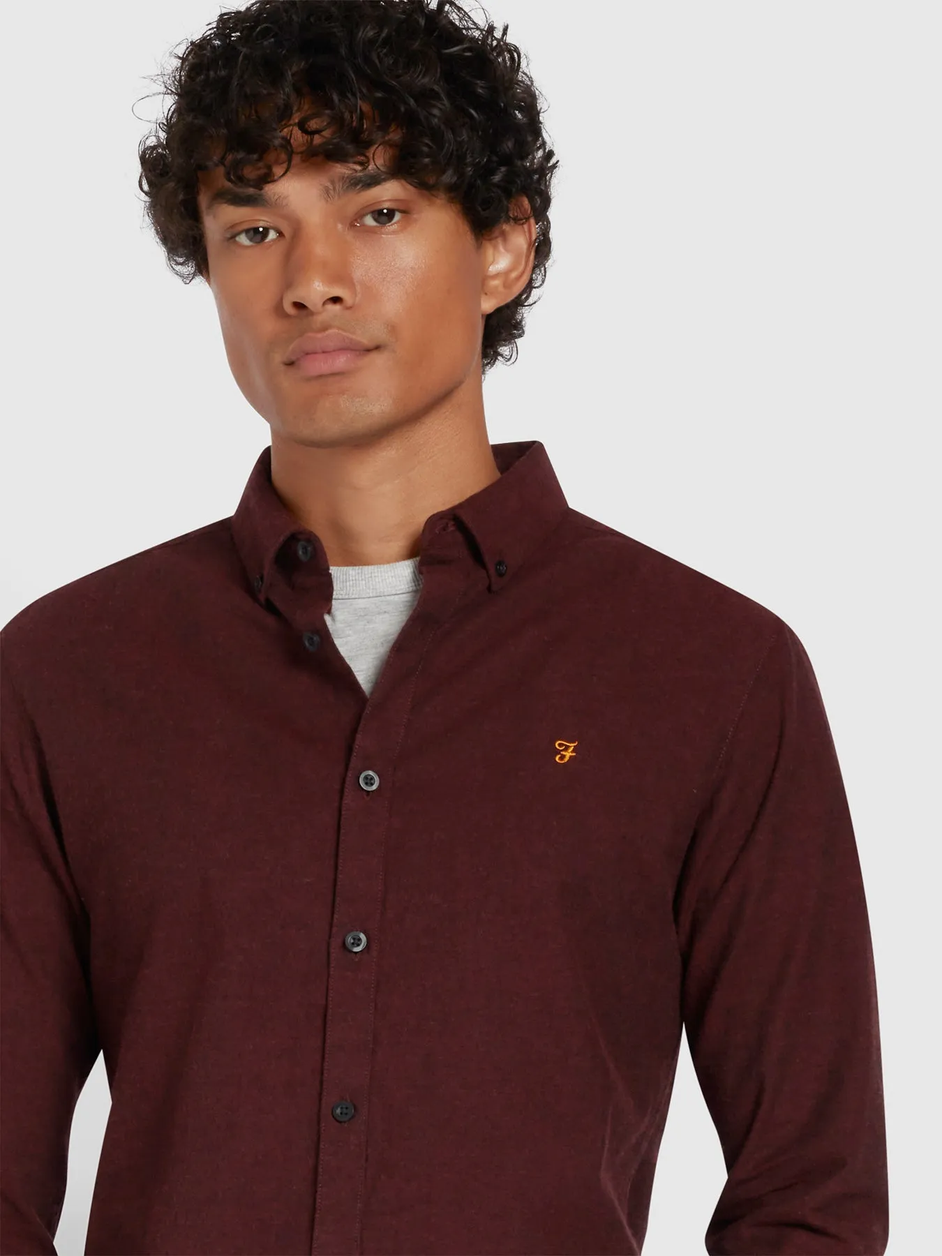 Steen Slim Fit Brushed Organic Cotton Shirt In Farah Red