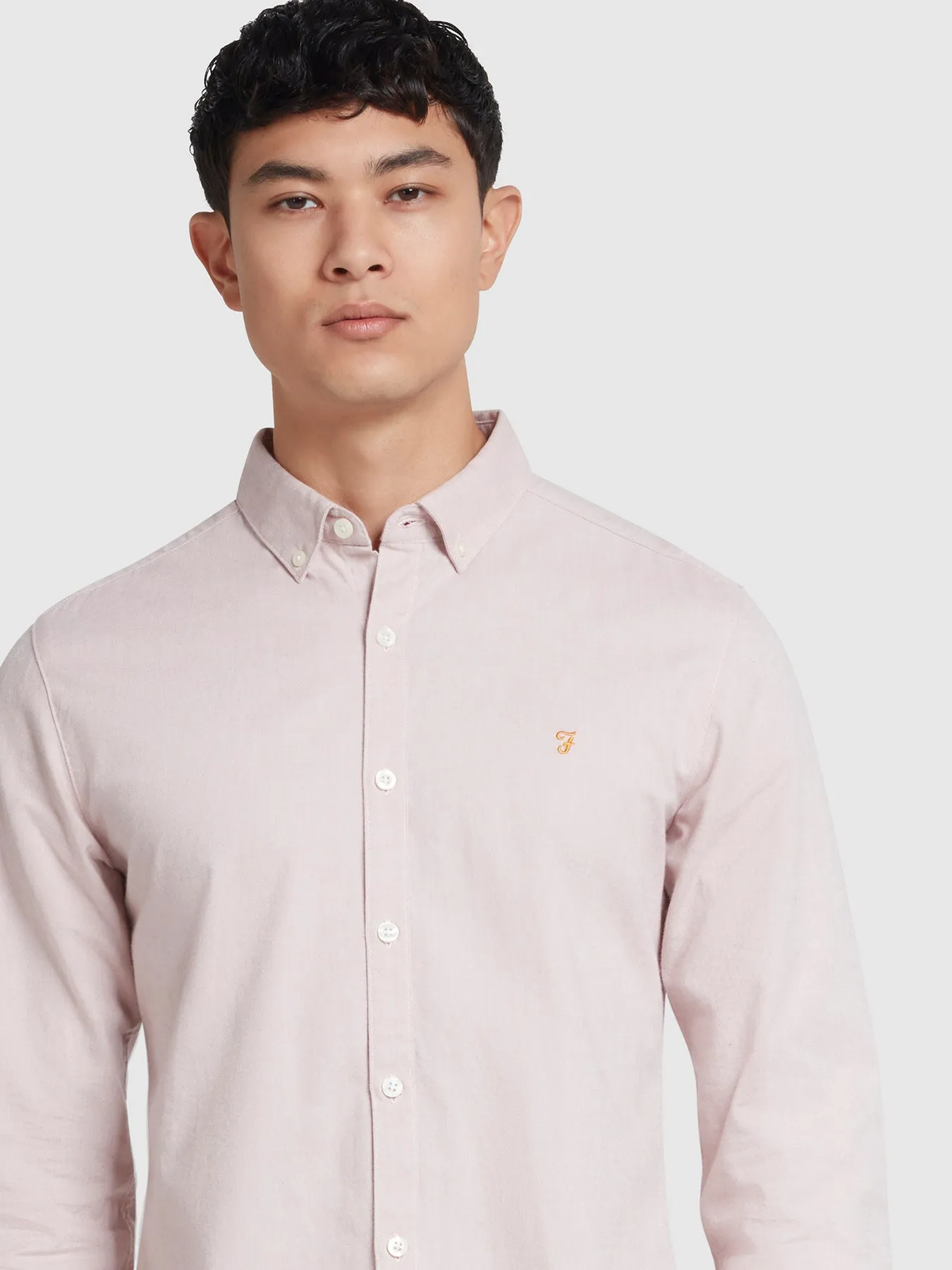 Steen Slim Fit Organic Cotton Long Sleeve Shirt In Dark Pink