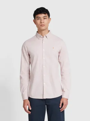 Steen Slim Fit Organic Cotton Long Sleeve Shirt In Dark Pink