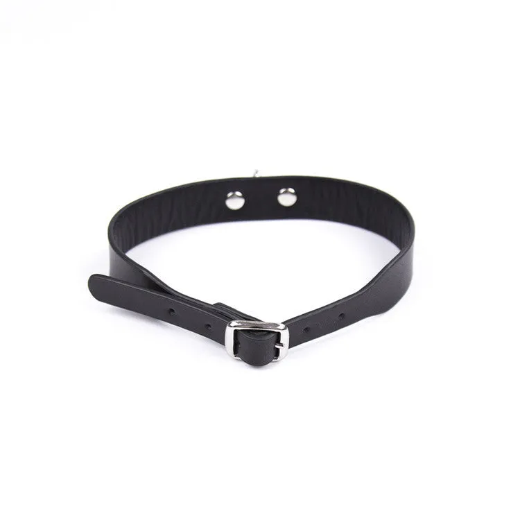 Sultry Faux Leather Bondage Collar