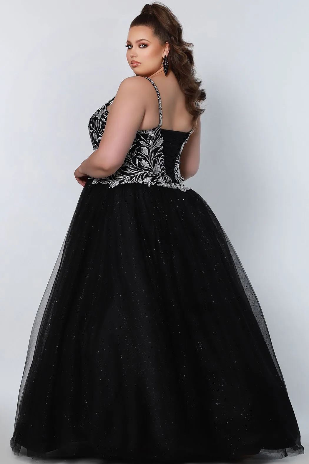 Sydney's Closet SC7329 Size 14 Glitter and Lace Prom Dress Ball Gown Plus Sized SC 7329