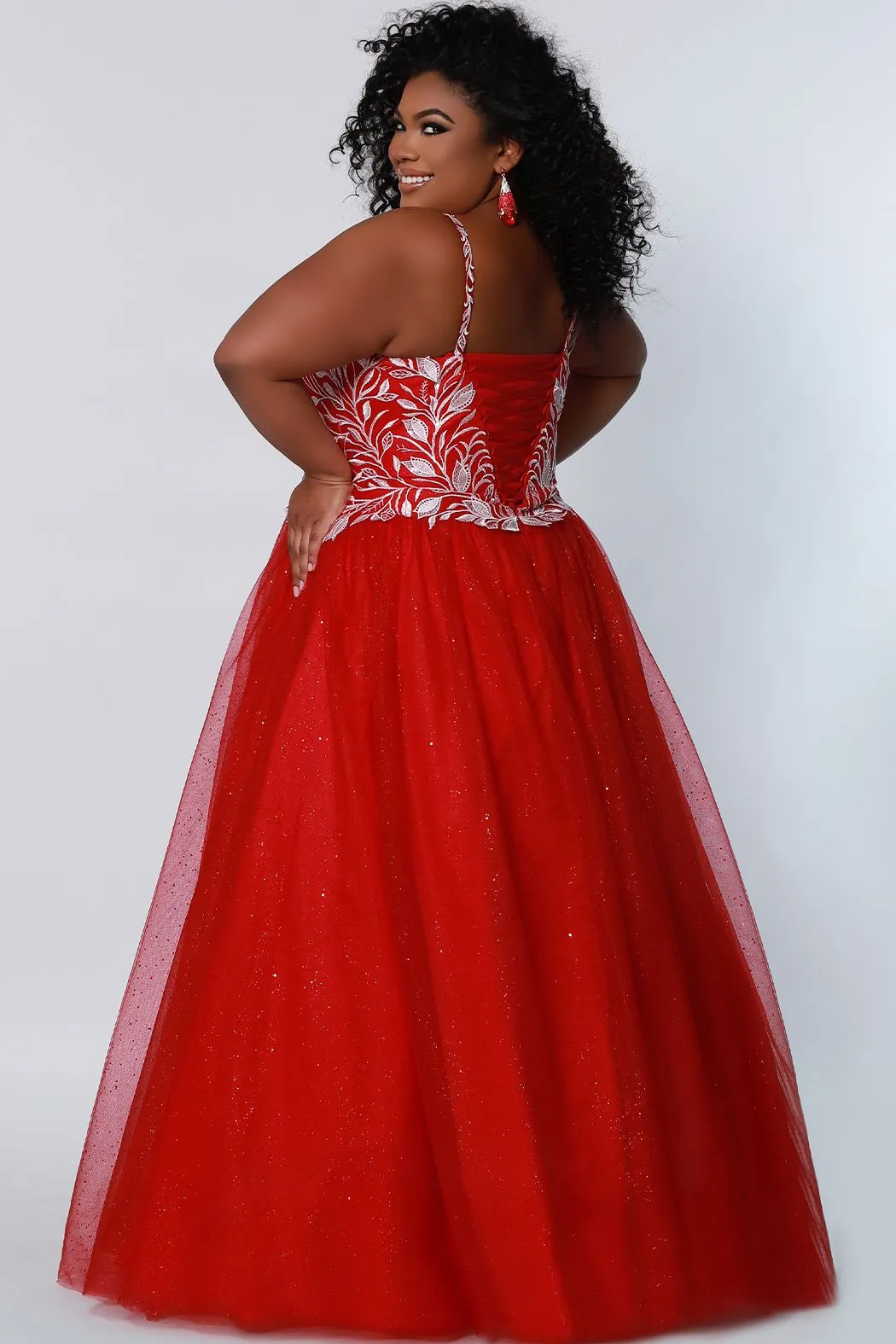 Sydney's Closet SC7329 Size 14 Glitter and Lace Prom Dress Ball Gown Plus Sized SC 7329