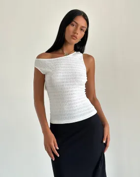 Tamia Asymmetric Top in Crinkle White