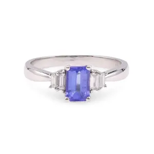 Tanzanite Diamond 18k White Gold Ring