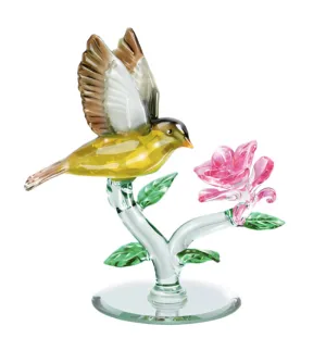 The Bradford Exchange "Golden Wonder" Nature’s Sparkling Songbirds Crystal Collection Issue #2 Faceted Crystal Sculpture 6-inches