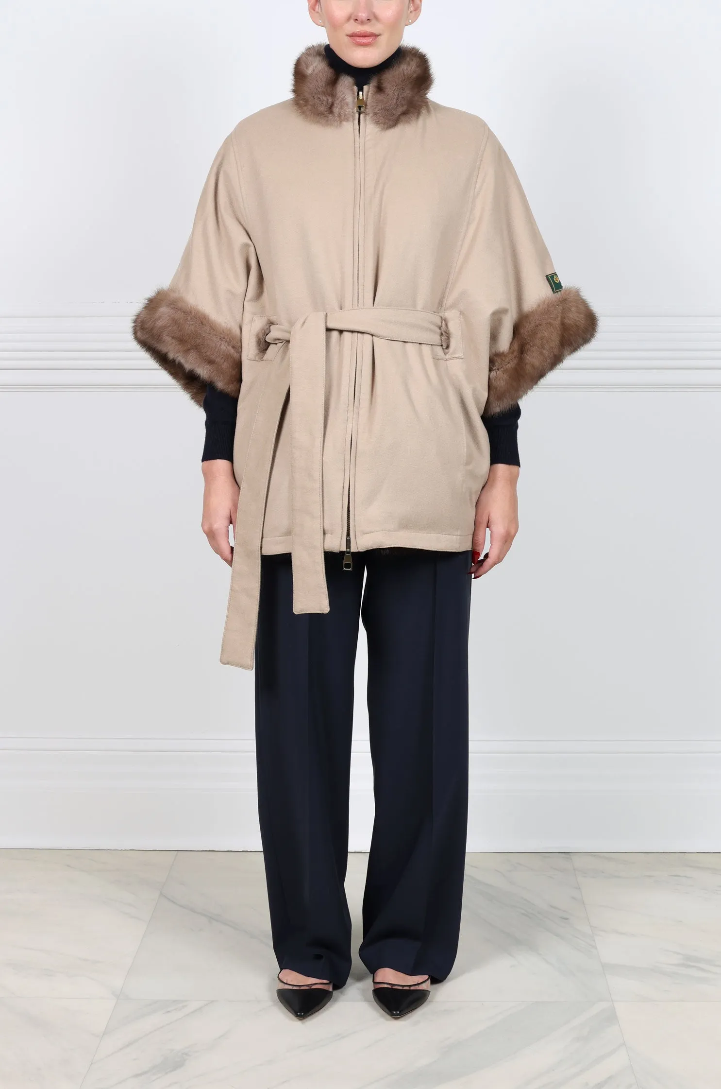 The Kina Drop Shoulder Reversible Sable to Cashmere Jacket