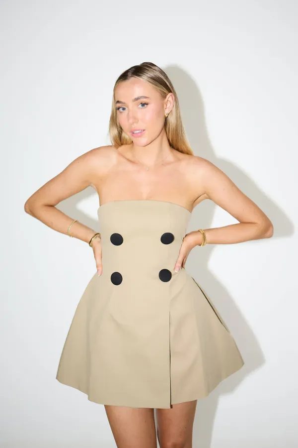 The Ultimate Muse Trench Mini Dress Beige