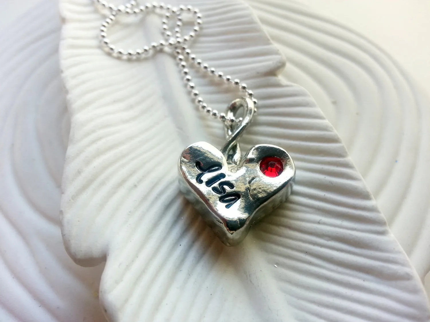 Thick Heart Birthstone Necklace | Organic Heart