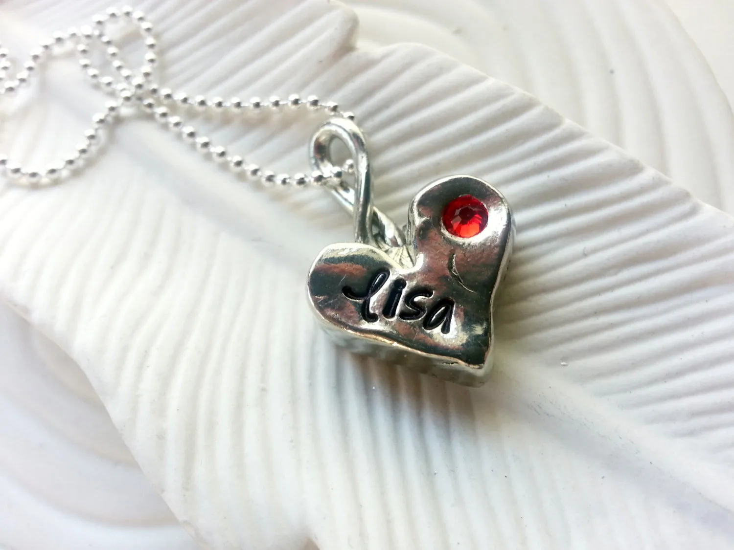 Thick Heart Birthstone Necklace | Organic Heart