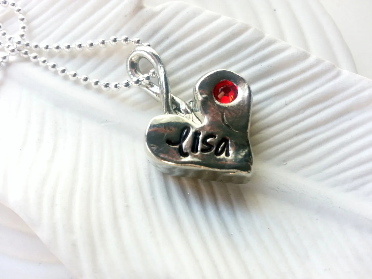 Thick Heart Birthstone Necklace | Organic Heart