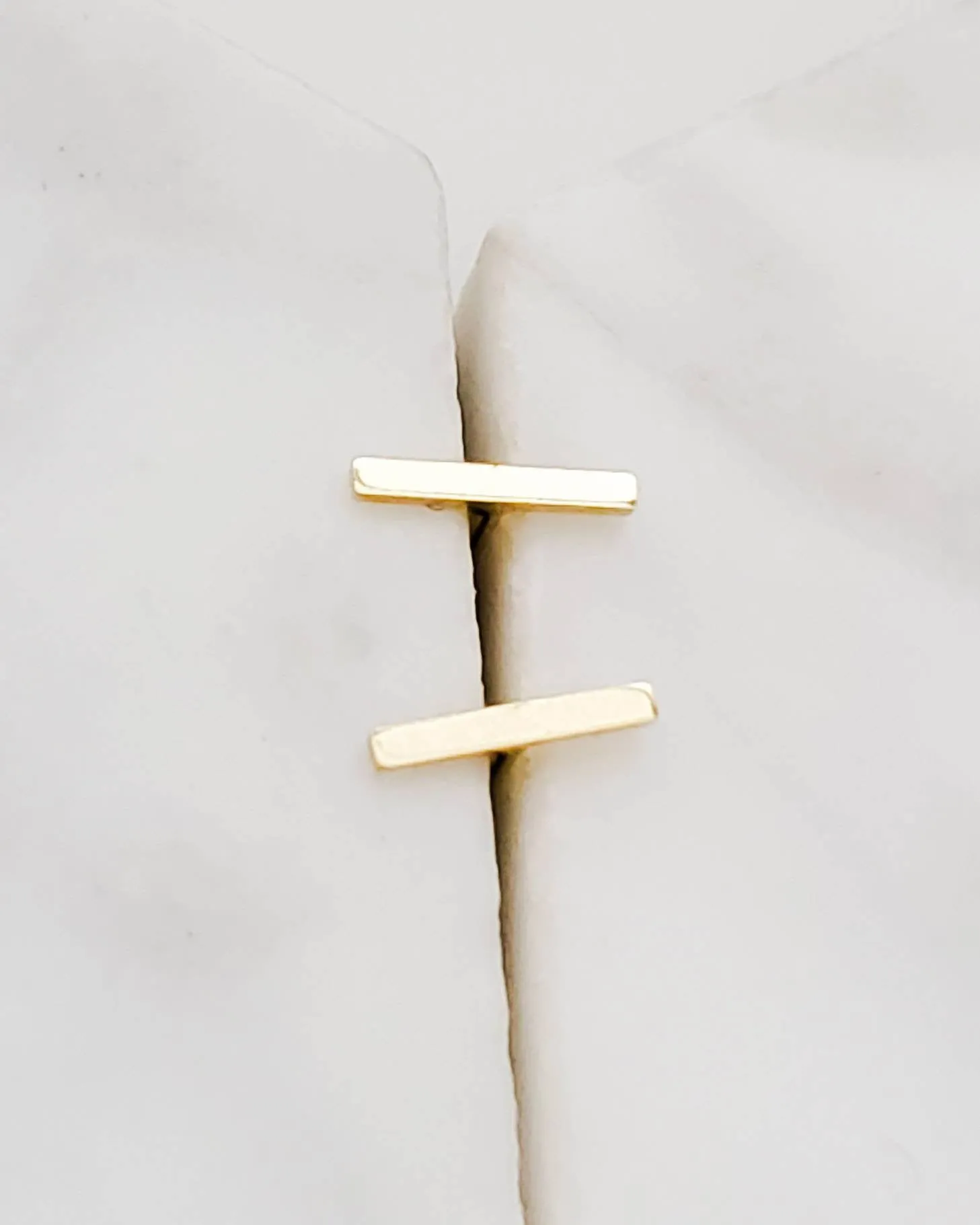 Tiny Bar Studs in 14K Gold