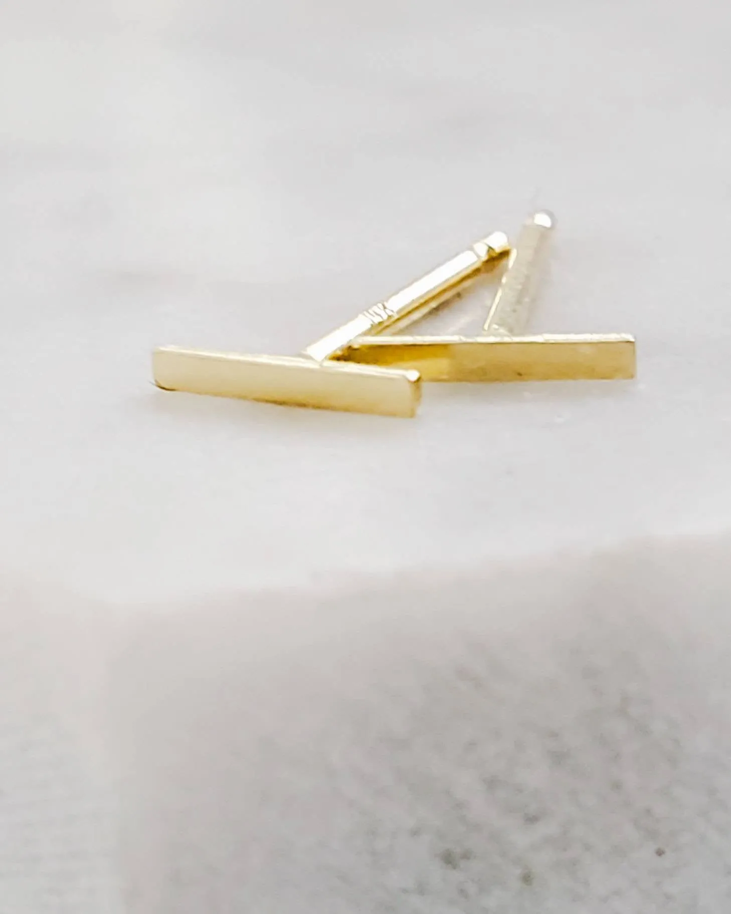 Tiny Bar Studs in 14K Gold