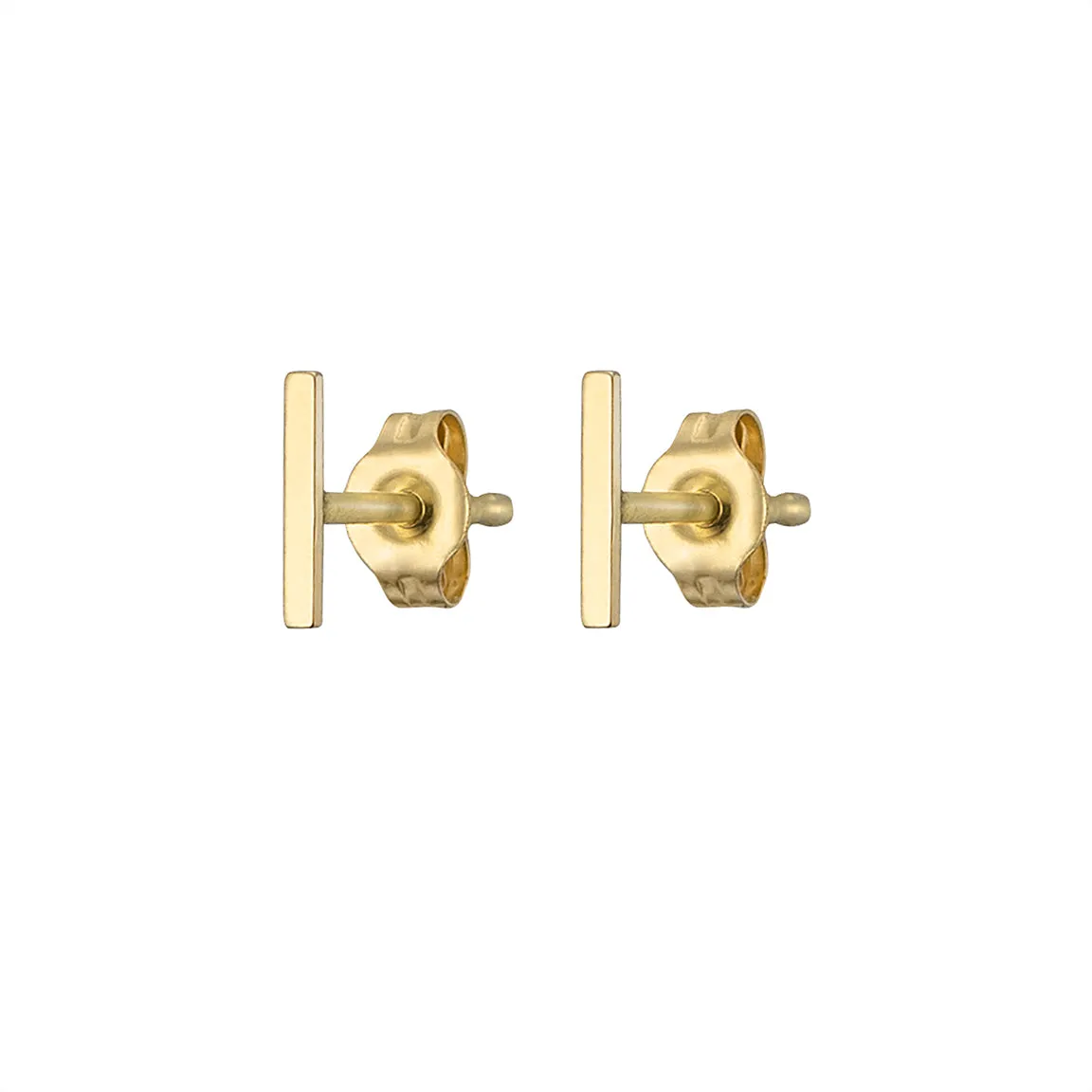 Tiny Bar Studs in 14K Gold