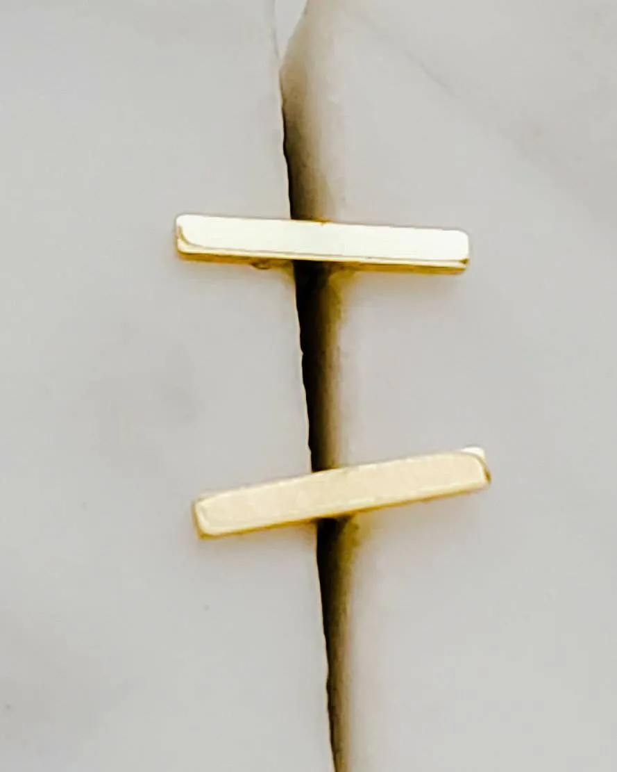 Tiny Bar Studs in 14K Gold