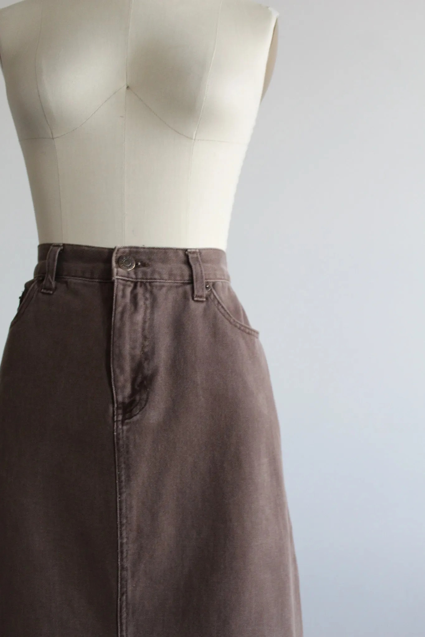 tobacco denim skirt