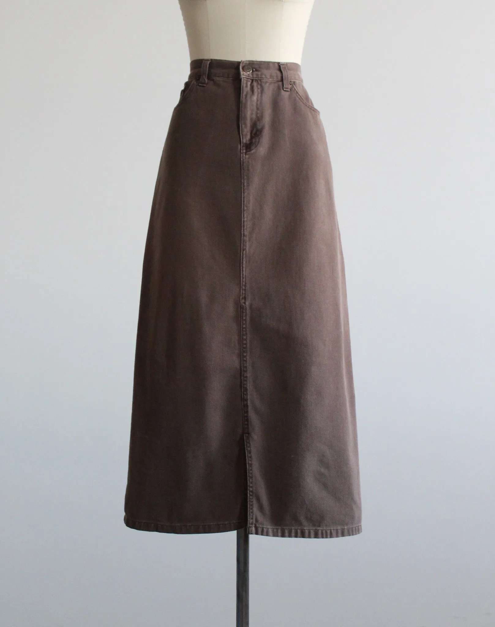 tobacco denim skirt