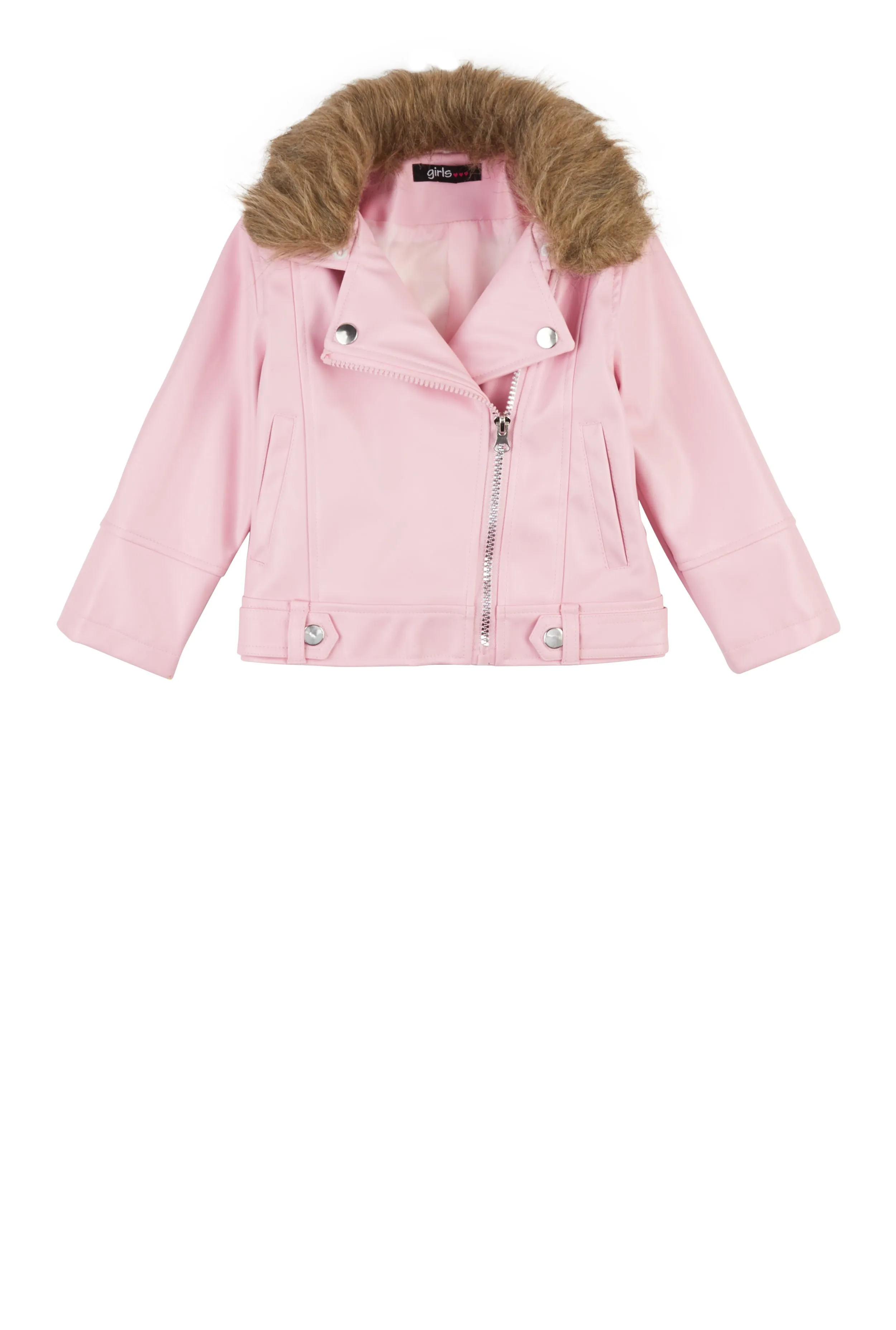 Toddler Girls Faux Leather Moto Jacket