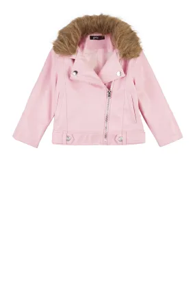 Toddler Girls Faux Leather Moto Jacket